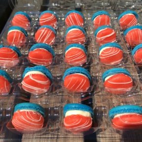 Gluten-free red white and blue macarons from Baked by Melissa